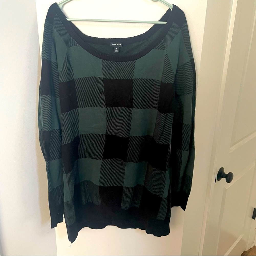 Torrid Green Plaid Sweater, size 4x
